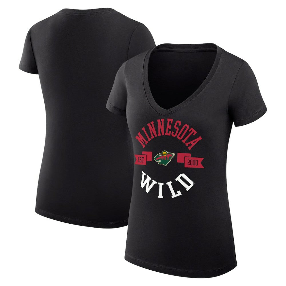 Minnesota Wild G-III 4Her by Carl Banks Women's Super-Slim Fit Lightweight City Graphic V-Neck T-Shirt - Black - NHL