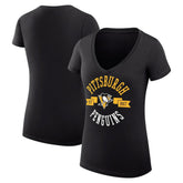 Pittsburgh Penguins G-III 4Her by Carl Banks Women's Super-Slim Fit Lightweight City Graphic V-Neck T-Shirt - Black - NHL