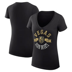 Vegas Golden Knights G-III 4Her by Carl Banks Women's Super-Slim Fit Lightweight City Graphic V-Neck T-Shirt - Black - NHL