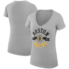 Boston Bruins G-III 4Her by Carl Banks Women's Super-Slim Fit Lightweight City Graphic V-Neck T-Shirt - Heather Gray - NHL