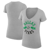 Dallas Stars G-III 4Her by Carl Banks Women's Super-Slim Fit Lightweight City Graphic V-Neck T-Shirt - Heather Gray - NHL