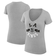 Los Angeles Kings G-III 4Her by Carl Banks Women's Super-Slim Fit Lightweight City Graphic V-Neck T-Shirt - Heather Gray - NHL
