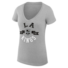 Los Angeles Kings G-III 4Her by Carl Banks Women's Super-Slim Fit Lightweight City Graphic V-Neck T-Shirt - Heather Gray - NHL