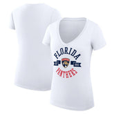 Florida Panthers G-III 4Her by Carl Banks Women's Super-Slim Fit Lightweight City Graphic V-Neck T-Shirt - White - NHL