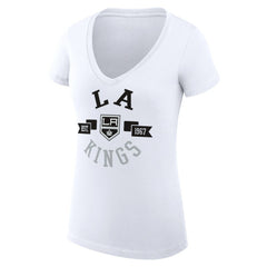 Los Angeles Kings G-III 4Her by Carl Banks Women's Super-Slim Fit Lightweight City Graphic V-Neck T-Shirt - White - NHL