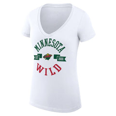 Minnesota Wild G-III 4Her by Carl Banks Women's Super-Slim Fit Lightweight City Graphic V-Neck T-Shirt - White - NHL