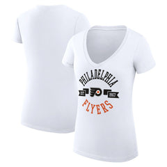 Philadelphia Flyers G-III 4Her by Carl Banks Women's Super-Slim Fit Lightweight City Graphic V-Neck T-Shirt - White - NHL