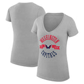 Washington Capitals G-III 4Her by Carl Banks Women's Super-Slim Fit Lightweight City Graphic V-Neck T-Shirt - Heather Gray - NHL