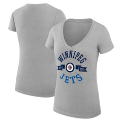 Winnipeg Jets G-III 4Her by Carl Banks Women's Super-Slim Fit Lightweight City Graphic V-Neck T-Shirt - Heather Gray - NHL