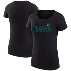 San Jose Sharks G-III 4Her by Carl Banks Women's Super-Slim Fit Lightweight Dot Print Team T-Shirt - Black - NHL