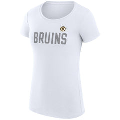 Boston Bruins G-III 4Her by Carl Banks Women's Super-Slim Fit Lightweight Dot Print Team T-Shirt - White - NHL