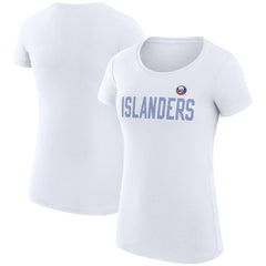 New York Islanders G-III 4Her by Carl Banks Women's Super-Slim Fit Lightweight Dot Print Team T-Shirt - White - NHL