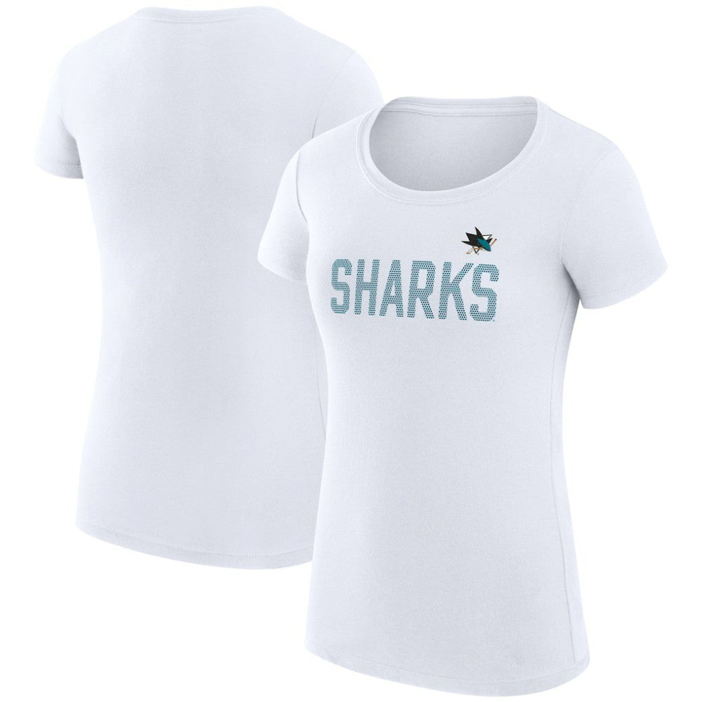 San Jose Sharks G-III 4Her by Carl Banks Women's Super-Slim Fit Lightweight Dot Print Team T-Shirt - White - NHL