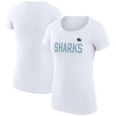 San Jose Sharks G-III 4Her by Carl Banks Women's Super-Slim Fit Lightweight Dot Print Team T-Shirt - White - NHL