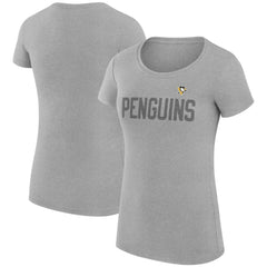 Pittsburgh Penguins G-III 4Her by Carl Banks Women's Super-Slim Fit Lightweight Dot Print Team T-Shirt - Heather Gray - NHL