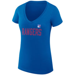 New York Rangers G-III 4Her by Carl Banks Women's Super-Slim Fit Lightweight Dot Print Team V-Neck T-Shirt - Blue - NHL