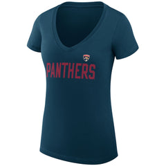Florida Panthers G-III 4Her by Carl Banks Women's Super-Slim Fit Lightweight Dot Print Team V-Neck T-Shirt - Navy - NHL