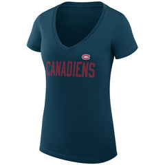 Montreal Canadiens G-III 4Her by Carl Banks Women's Super-Slim Fit Lightweight Dot Print Team V-Neck T-Shirt - Navy - NHL
