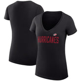 Carolina Hurricanes G-III 4Her by Carl Banks Women's Super-Slim Fit Lightweight Dot Print Team V-Neck T-Shirt - Black - NHL