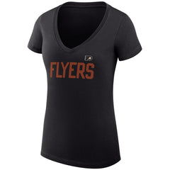 Philadelphia Flyers G-III 4Her by Carl Banks Women's Super-Slim Fit Lightweight Dot Print Team V-Neck T-Shirt - Black - NHL