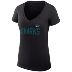 San Jose Sharks G-III 4Her by Carl Banks Women's Super-Slim Fit Lightweight Dot Print Team V-Neck T-Shirt - Black - NHL