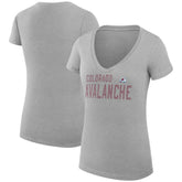 Colorado Avalanche G-III 4Her by Carl Banks Women's Super-Slim Fit Lightweight Dot Print Team V-Neck T-Shirt - Heather Gray - NHL