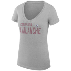 Colorado Avalanche G-III 4Her by Carl Banks Women's Super-Slim Fit Lightweight Dot Print Team V-Neck T-Shirt - Heather Gray - NHL