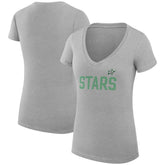 Dallas Stars G-III 4Her by Carl Banks Women's Super-Slim Fit Lightweight Dot Print Team V-Neck T-Shirt - Heather Gray - NHL