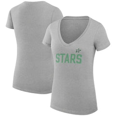 Dallas Stars G-III 4Her by Carl Banks Women's Super-Slim Fit Lightweight Dot Print Team V-Neck T-Shirt - Heather Gray - NHL