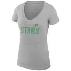 Dallas Stars G-III 4Her by Carl Banks Women's Super-Slim Fit Lightweight Dot Print Team V-Neck T-Shirt - Heather Gray - NHL