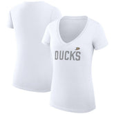 Anaheim Ducks G-III 4Her by Carl Banks Women's Super-Slim Fit Lightweight Dot Print Team V-Neck T-Shirt - White - NHL