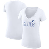 St. Louis Blues G-III 4Her by Carl Banks Women's Super-Slim Fit Lightweight Dot Print Team V-Neck T-Shirt - White - NHL