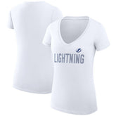 Tampa Bay Lightning G-III 4Her by Carl Banks Women's Super-Slim Fit Lightweight Dot Print Team V-Neck T-Shirt - White - NHL