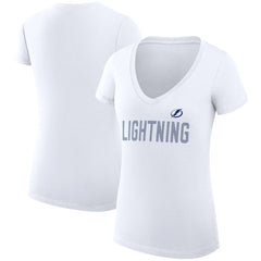 Tampa Bay Lightning G-III 4Her by Carl Banks Women's Super-Slim Fit Lightweight Dot Print Team V-Neck T-Shirt - White - NHL