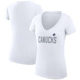 Vancouver Canucks G-III 4Her by Carl Banks Women's Super-Slim Fit Lightweight Dot Print Team V-Neck T-Shirt - White - NHL