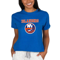 New York Islanders Concepts Sport Women's Tri-Blend Mainstream Terry Short Sleeve Sweatshirt Top - Royal - NHL