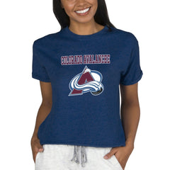Colorado Avalanche Concepts Sport Women's Tri-Blend Mainstream Terry Short Sleeve Sweatshirt Top - Navy - NHL