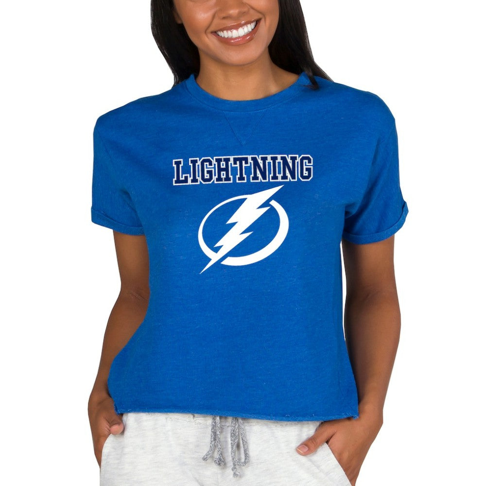 Tampa Bay Lightning Concepts Sport Women's Tri-Blend Mainstream Terry Short Sleeve Sweatshirt Top - Royal - NHL