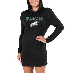 Philadelphia Eagles Concepts Sport Women's Gather Long Sleeve Hoodie Nightshirt Black | NFL