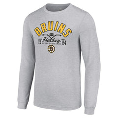 Boston Bruins Starter Puck Long Sleeve T-Shirt - Heather Gray - NHL