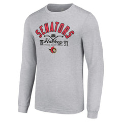 Ottawa Senators Starter Puck Long Sleeve T-Shirt - Heather Gray - NHL