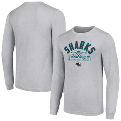 San Jose Sharks Starter Puck Long Sleeve T-Shirt - Heather Gray - NHL