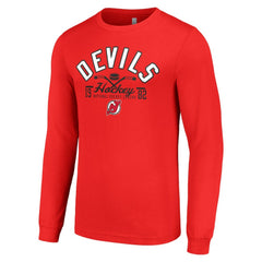New Jersey Devils Starter Puck Long Sleeve T-Shirt - Red - NHL
