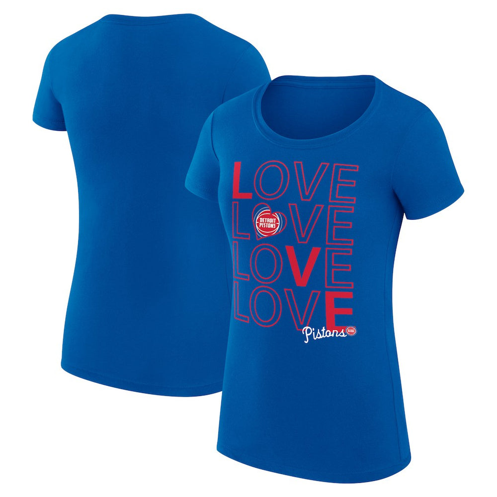 Detroit Pistons G-III 4Her by Carl Banks Women's Super-Slim Fit Lightweight Basketball Love T-Shirt Royal - NBA