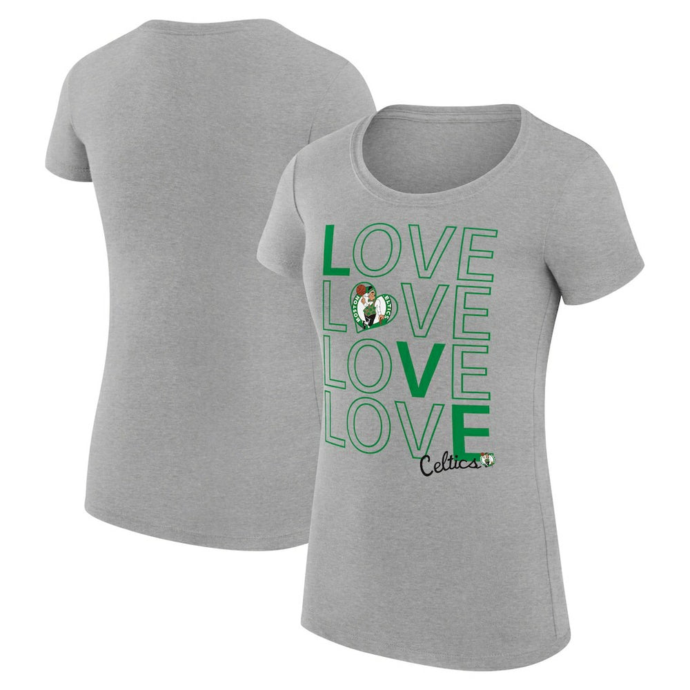 Boston Celtics G-III 4Her by Carl Banks Women's Super-Slim Fit Lightweight Basketball Love T-Shirt Heather Gray - NBA