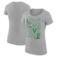 Boston Celtics G-III 4Her by Carl Banks Women's Super-Slim Fit Lightweight Basketball Love T-Shirt Heather Gray - NBA