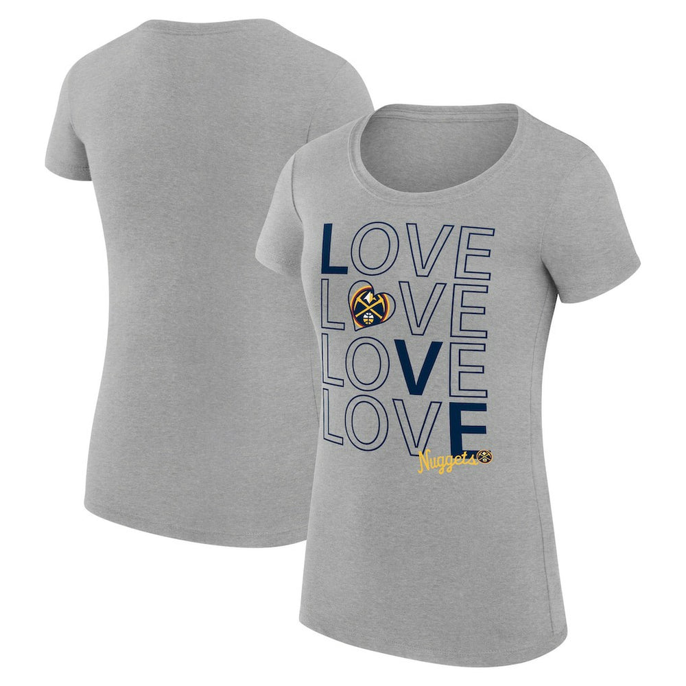 Denver Nuggets G-III 4Her by Carl Banks Women's Super-Slim Fit Lightweight Basketball Love T-Shirt Heather Gray - NBA