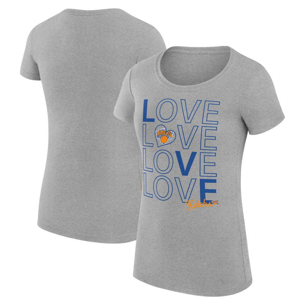 New York Knicks G-III 4Her by Carl Banks Women's Super-Slim Fit Lightweight Basketball Love T-Shirt Heather Gray - NBA