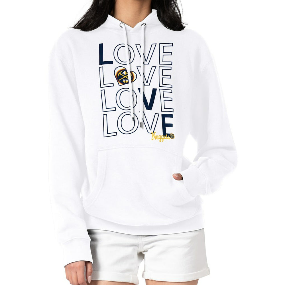 Denver Nuggets G-III 4Her by Carl Banks Women's Basketball Love Fleece Pullover Hoodie White - NBA
