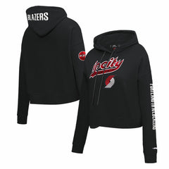 Portland Trail Blazers Pro Standard Women's 2023/24 City Edition Cropped Pullover Hoodie Black - NBA